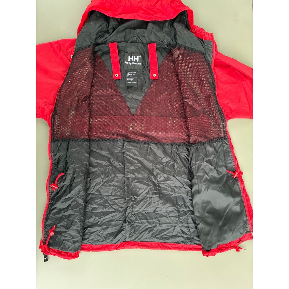 Helly Hansen HH Vintage Packable Rain Jacket Red Hooded Nylon Shell Vented M - Picture 7 of 9